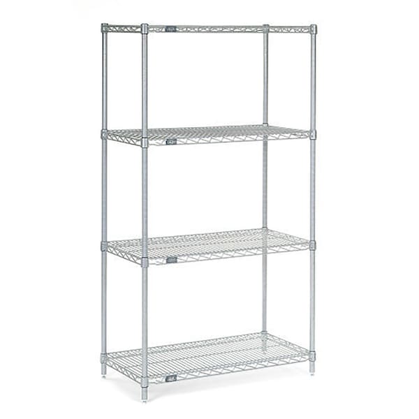 Nexel 4 Tier Chrome Wire Shelving Starter Unit, 36W x 12D x 86H 12368C - main